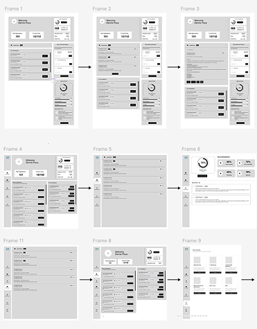 A collection of low-fidelity Job Connect wireframes